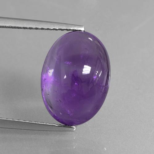 Amatista violeta claro medio natural de 6,34 ct, corte óvalo, transparente