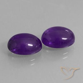 Gemas de Amatista Violeta medio natural de 7.48 ct, Ovalada, Transparente