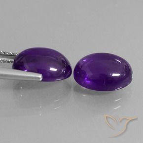 Gemas de Amatista Violeta medio natural de 7.48 ct, Ovalada, Transparente