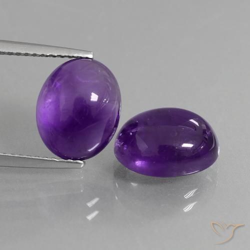 7.86ctw Natural Violeta medio Amatista, Ovalada, Transparente