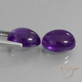 Gemas de Amatista Violeta medio natural de 7.86 ct, Ovalada, Transparente