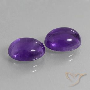 Gemas de Amatista Violeta medio natural de 7.61 ct, Ovalada, Transparente