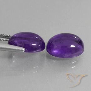 Gemas de Amatista Violeta medio natural de 7.61 ct, Ovalada, Transparente