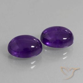 Gemas de Amatista Violeta medio natural de 7.89 ct, Ovalada, Transparente