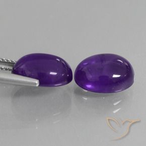 Gemas de Amatista Violeta medio natural de 7.89 ct, Ovalada, Transparente