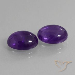 Gemas de Amatista Violeta medio natural de 6.68 ct, Ovalada, Transparente