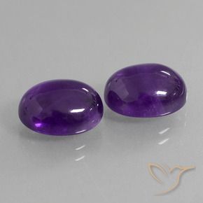 Gemas de Amatista Violeta medio natural de 8.08 ct, Ovalada, Transparente