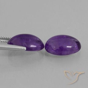 Gemas de Amatista Violeta medio natural de 10.95 ct, Ovalada, Transparente