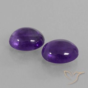 Gemas de Amatista Violeta medio natural de 6.42 ct, Ovalada, Transparente