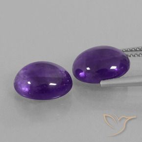 Gemas de Amatista Violeta medio natural de 6.42 ct, Ovalada, Transparente