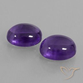Gemas de Amatista Violeta medio natural de 7.85 ct, Ovalada, Transparente