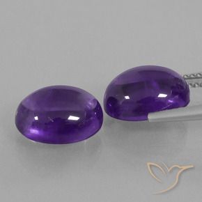 Gemas de Amatista Violeta medio natural de 7.85 ct, Ovalada, Transparente