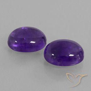 Gemas de Amatista Violeta medio natural de 7.52 ct, Ovalada, Transparente