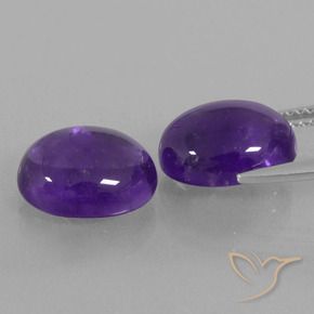 Gemas de Amatista Violeta medio natural de 7.52 ct, Ovalada, Transparente