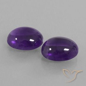 Gemas de Amatista Violeta medio natural de 6.89 ct, Ovalada, Transparente