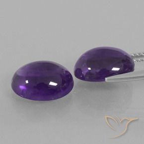 Gemas de Amatista Violeta medio natural de 6.89 ct, Ovalada, Transparente