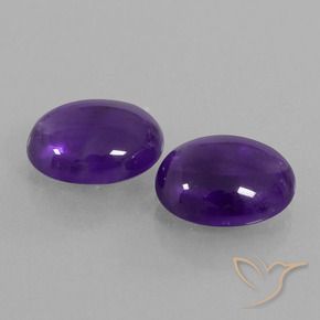 Gemas de Amatista Violeta medio natural de 6.29 ct, Ovalada, Transparente
