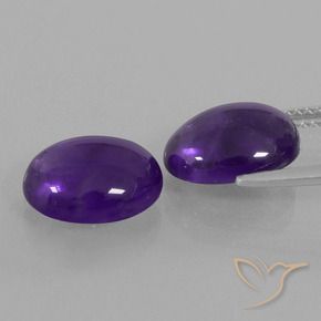 Gemas de Amatista Violeta medio natural de 6.29 ct, Ovalada, Transparente