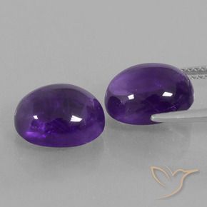 Gemas de Amatista Violeta medio natural de 8.45 ct, Ovalada, Transparente