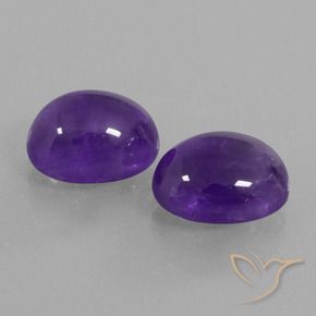 Gemas de Amatista Violeta medio natural de 7.95 ct, Ovalada, Transparente
