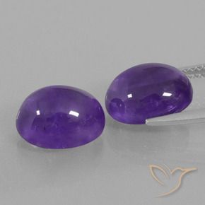 Gemas de Amatista Violeta medio natural de 7.95 ct, Ovalada, Transparente