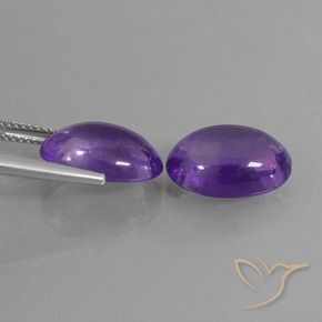 Gemas de Amatista Violeta medio natural de 10.67 ct, Ovalada, Transparente