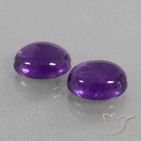 Gemas de Amatista Violeta medio natural de 5.61 ct, Ovalada, Transparente