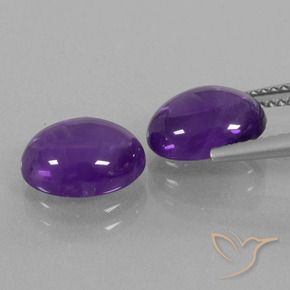 Gemas de Amatista Violeta medio natural de 5.23 ct, Ovalada, Transparente