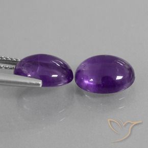 Gemas de Amatista Violeta medio natural de 4.97 ct, Ovalada, Transparente
