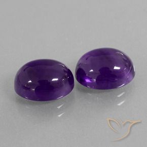 Gemas de Amatista Violeta medio natural de 6.14 ct, Ovalada, Transparente