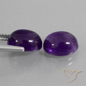 Gemas de Amatista Violeta medio natural de 6.14 ct, Ovalada, Transparente