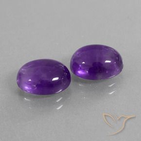 Gemas de Amatista Violeta medio natural de 5.65 ct, Ovalada, Transparente