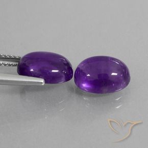 Gemas de Amatista Violeta medio natural de 5.65 ct, Ovalada, Transparente
