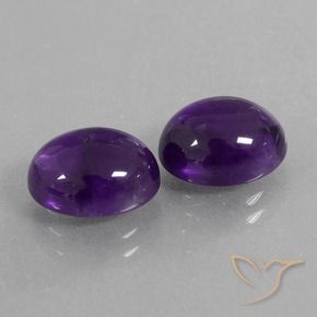 Gemas de Amatista Violeta medio natural de 6.09 ct, Ovalada, Transparente