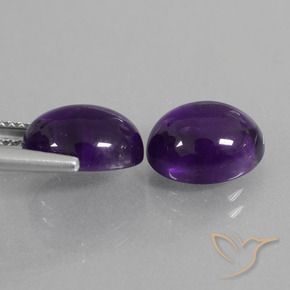 Gemas de Amatista Violeta medio natural de 6.09 ct, Ovalada, Transparente