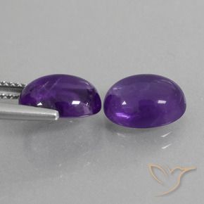 Gemas de Amatista Violeta medio natural de 5.36 ct, Ovalada, Transparente