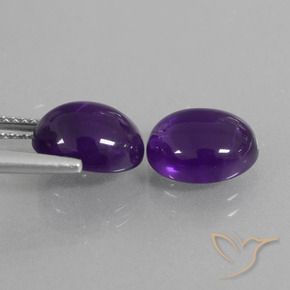 Gemas de Amatista Violeta medio natural de 5.95 ct, Ovalada, Transparente