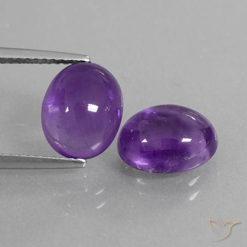 Gemas de Amatista Violeta claro medio natural de 5.80 ct, Corte Óvalo, Transparente