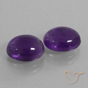 Gemas de Amatista Violeta medio natural de 5.55 ct, Ovalada, Transparente