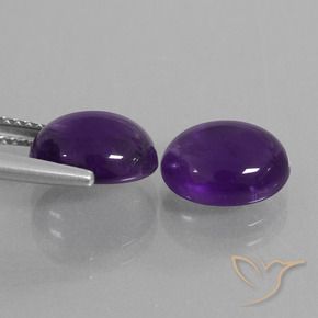 Gemas de Amatista Violeta medio natural de 5.55 ct, Ovalada, Transparente