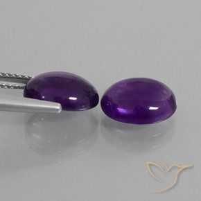 Gemas de Amatista Violeta oscuro natural de 4.65 ct, Ovalada, Transparente