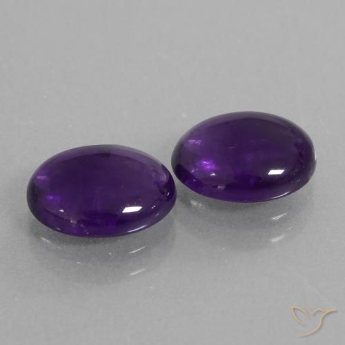 Gemas de Amatista Violeta medio natural de 4.10 ct, Ovalada, Transparente
