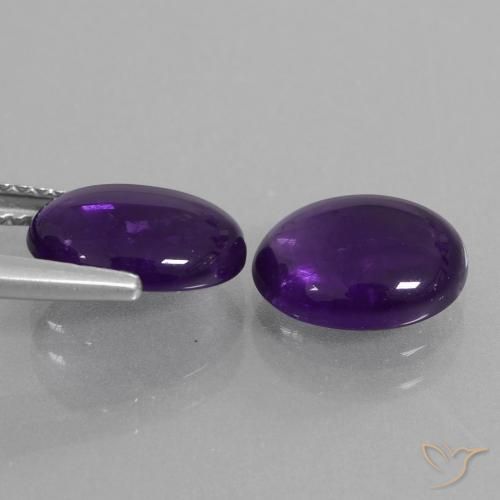 Gemas de Amatista Violeta medio natural de 4.10 ct, Ovalada, Transparente
