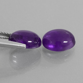 Gemas de Amatista Violeta medio natural de 5.38 ct, Corte Óvalo, Transparente