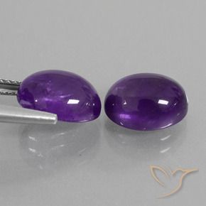 Gemas de Amatista Violeta medio natural de 5.78 ct, Ovalada, Transparente