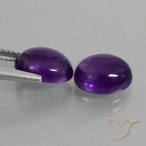 Gemas de Amatista Violeta medio natural de 5.58 ct, Ovalada, Transparente