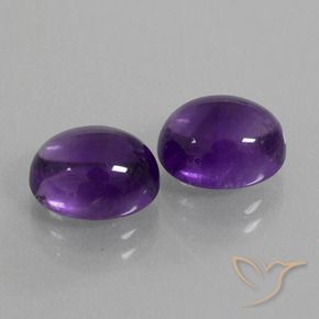 Gemas de Amatista Violeta medio natural de 6.51 ct, Ovalada, Transparente