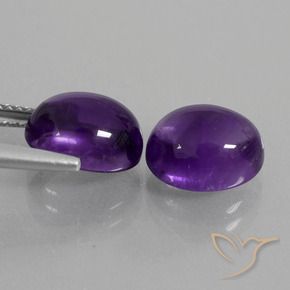Gemas de Amatista Violeta medio natural de 6.51 ct, Ovalada, Transparente