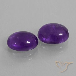 Gemas de Amatista Violeta medio natural de 5.52 ct, Ovalada, Transparente