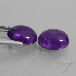 Gemas de Amatista Violeta medio natural de 5.52 ct, Ovalada, Transparente